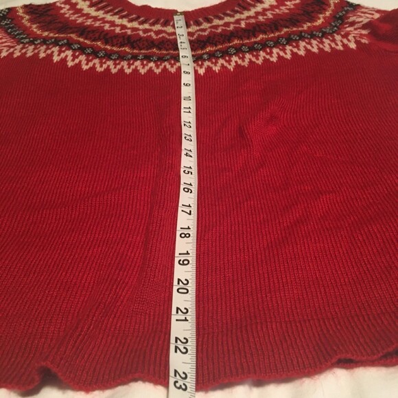 Roamans sweater Womens 12 red fair isle knit flounce glittery Nordic Holiday - Picture 8 of 8